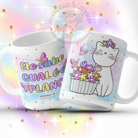 Caneca Versículos Fofinhos - Ele sabe qual é o plano