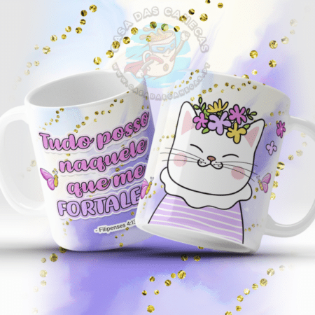 Caneca Versículos Fofinhos - Tudo posso naquele que me fortalece