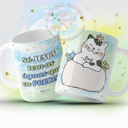 Caneca Versículos Fofinhos - Só Jesus tem a águas