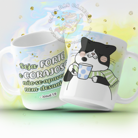 Caneca Versículos Fofinhos - Seja forte e Corajoso
