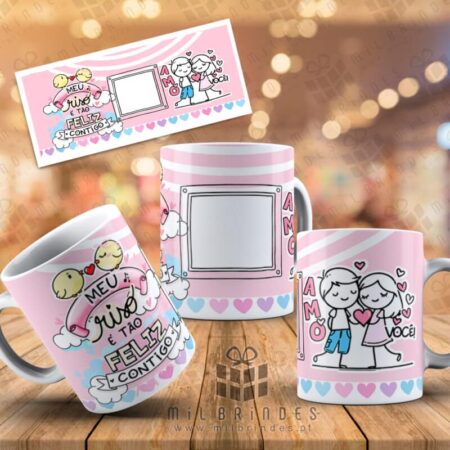 Caneca com foto - Meu riso é tão feliz contigo