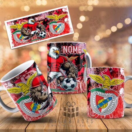 Canecas com emblema, nome e mascote de variados clubes